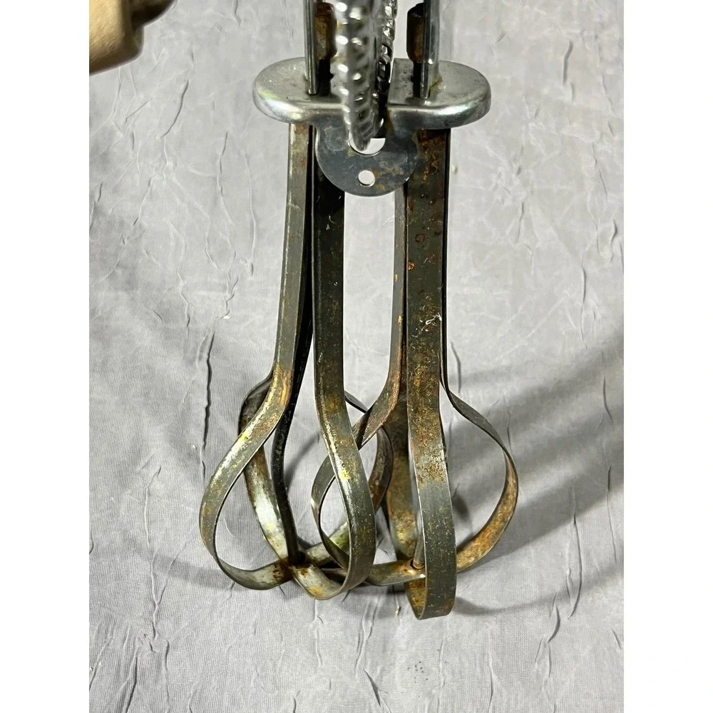 Vintage AJ Ekco High Speed Beater Hand Crank Egg Mixer Wood Handle‎ Made in USA